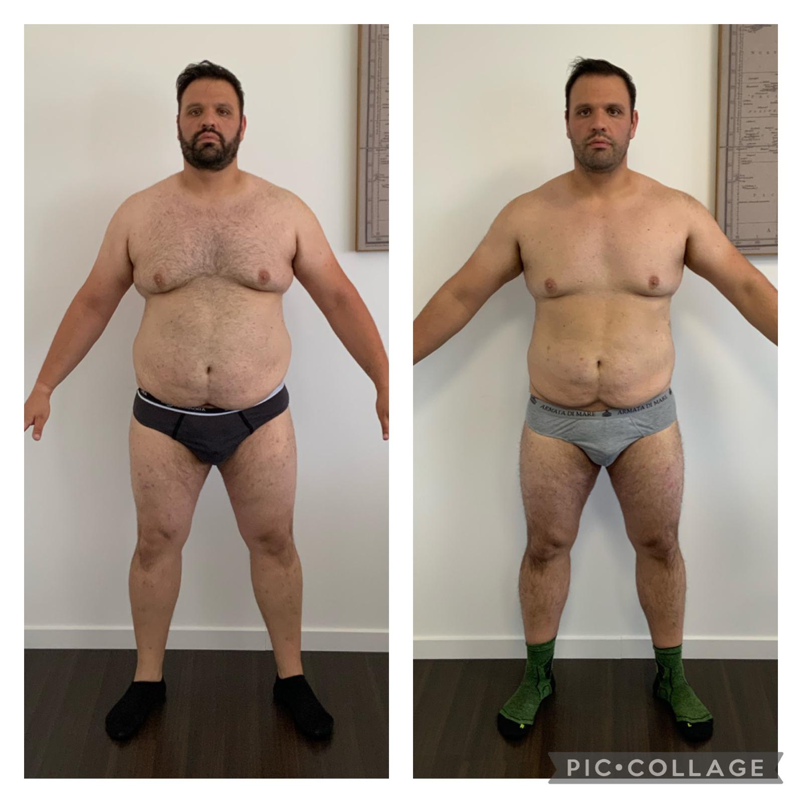 Trasformazione prima e dopo di Vittorio, meno 18 kg in 5 mesi